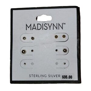 New Madisynn Sterling Silver Basic Classic Stud Balls Earrings Jewelry